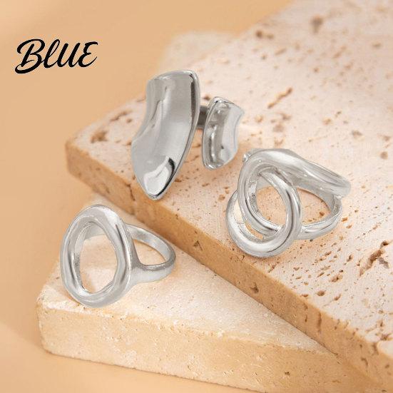 Lightweight Comfortable Ring 3Pcs/Set Alloy Plating Process Set Exaggerated Geometric