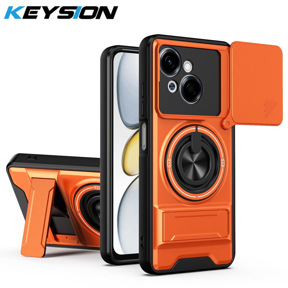KEYSION Magnetic Phone Case for TECNO Spark Go 1 1S 2025 Slide Camera Protection Upright Kickstand 360 Ring Shockproof Back Cover