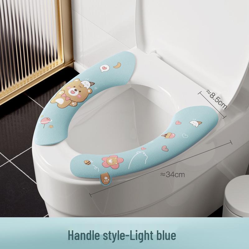 Washable Cartoon Toilet Seat Sticker with Electrostatic Adsorption - Warm, Universal, and Self-Adhesive for All Seasons