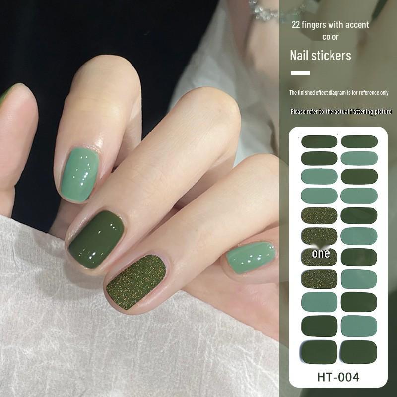 22-Finger Cross-Border Color Block Nail Stickers - No-Bake Gel Full Cover