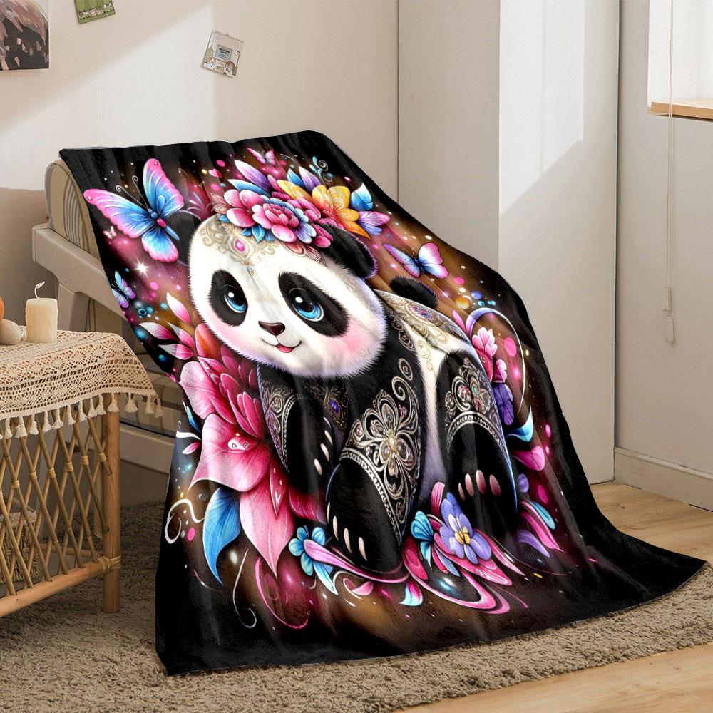 

1PC Animals in Dreamy and Vibrant Flowers Printed Blanket, All-Season Multi-Use for Nap Camping, Travel, Car, Sofa Luxury Gift 75x90cm