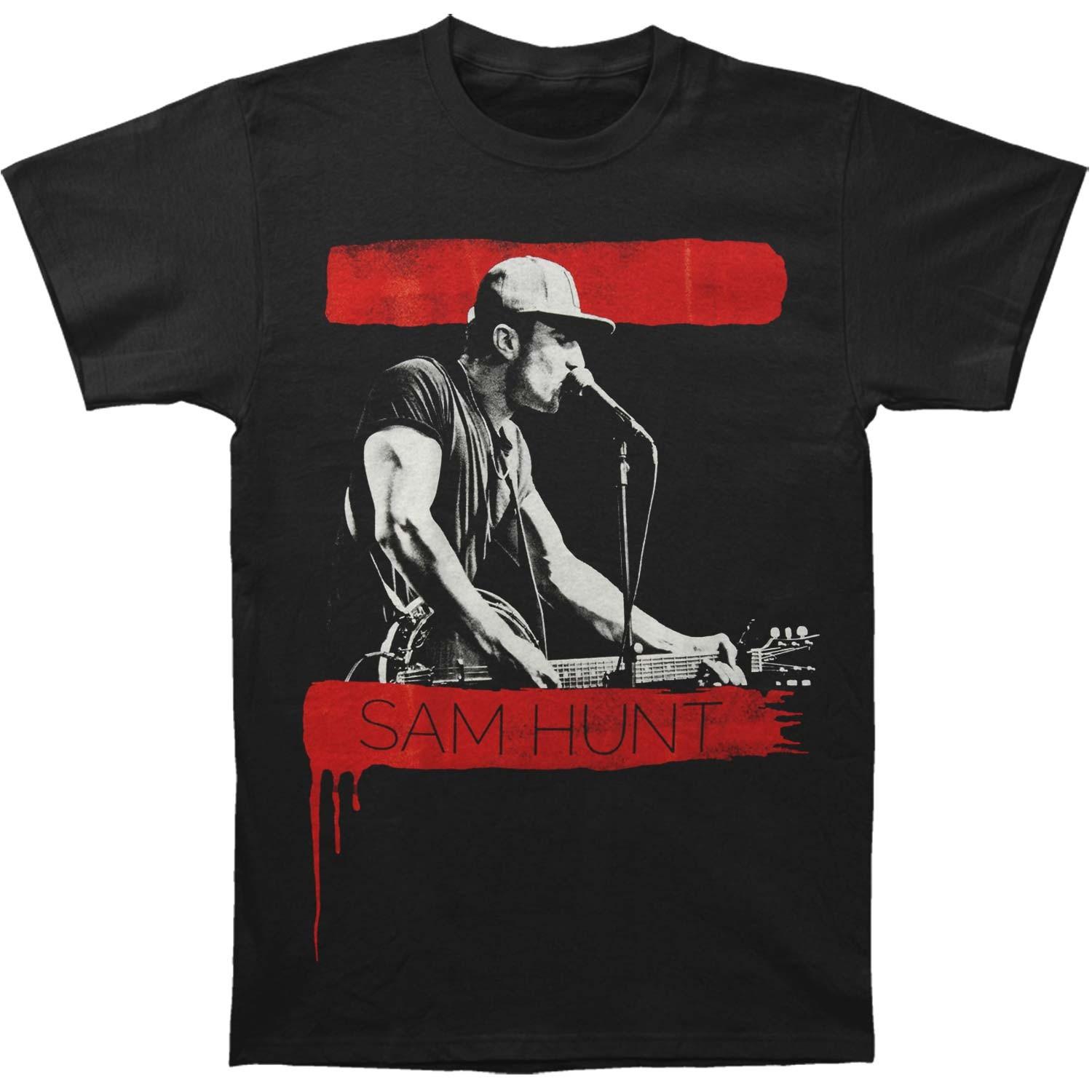 Men s Sam Hunt Red Drip T-shirt Small Black S