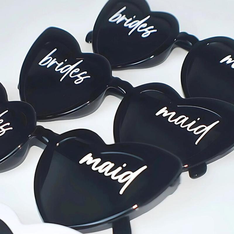 

Невеста Подружка невесты Солнцезащитные очки-сердечки День свадьбы Девичник Украсить Предложение Подарок Девичья поездка Веселый подарок для вечеринки 1PCS