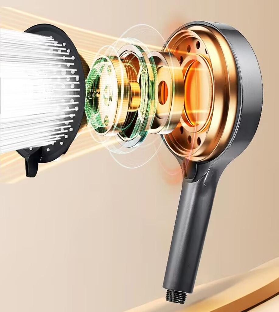 New 15CM High Pressure Shower Head for Hard Water High Pressure Shower 7 Modes Adjustable Spray with Massage Bathroom