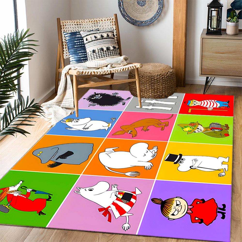 Tappeti Antiscivolo a Tema Avventura della Famiglia Moomin - Arredamento per la Casa in Poliestere, Adatti per Camere da Letto, Soggiorni, Ingressi, Studi e Decorazioni