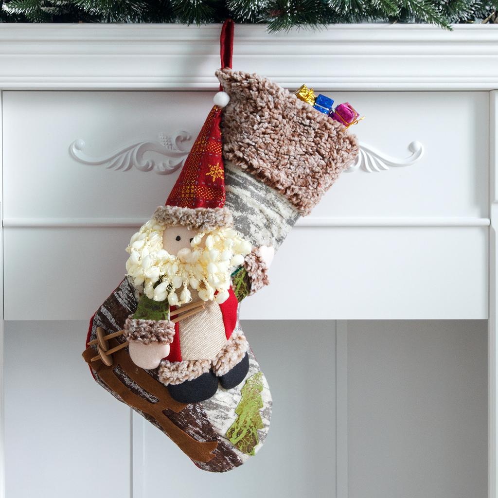 Christmas Stockings Large Xmas Gift Bags Fireplace Decoration Christmas Socks New Year Candy Holder Christmas Decor for Home