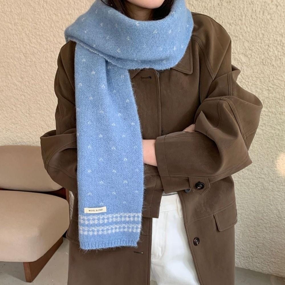 Retro Knitted Scarf 160×22cm Winter Scarf Versatile Ladies Wool Scarf