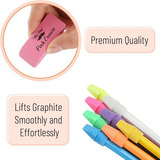 Mr. Pen- Pencil Erasers Set, 60 Pack Pencil Top Erasers, 6 Pencil Erasers, Latex-Free & No Smudge