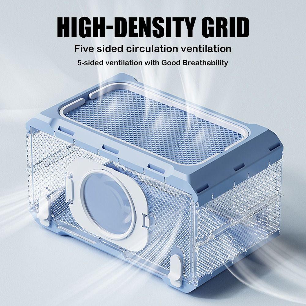 Transparent Hamster Cage Five Times Magnification Breathable Feeding Cage Foldable Ventilated Insect Observation Box