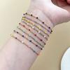 Gold Purple Beaded Chain Bracelet – Dainty Enamel Bead Minimalist Jewelry, Sweet Everyday Gift for Women