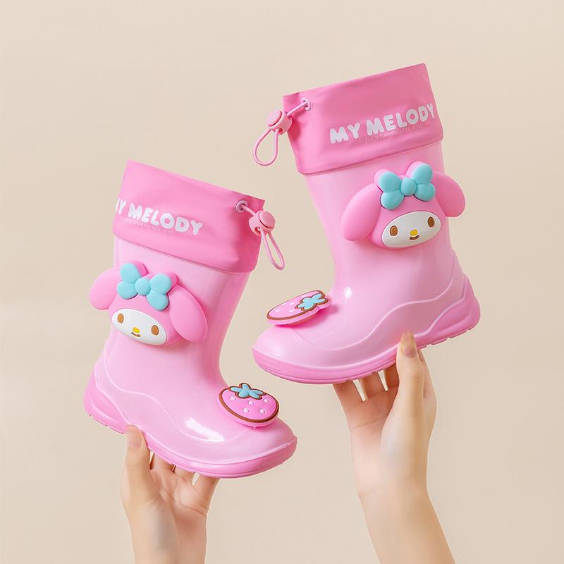 Children's Rain Boots Girls' Water Boots Non-Slip Waterproof Rain Boots Girls' Kuromi Kindergarten Kids' Water Shoes