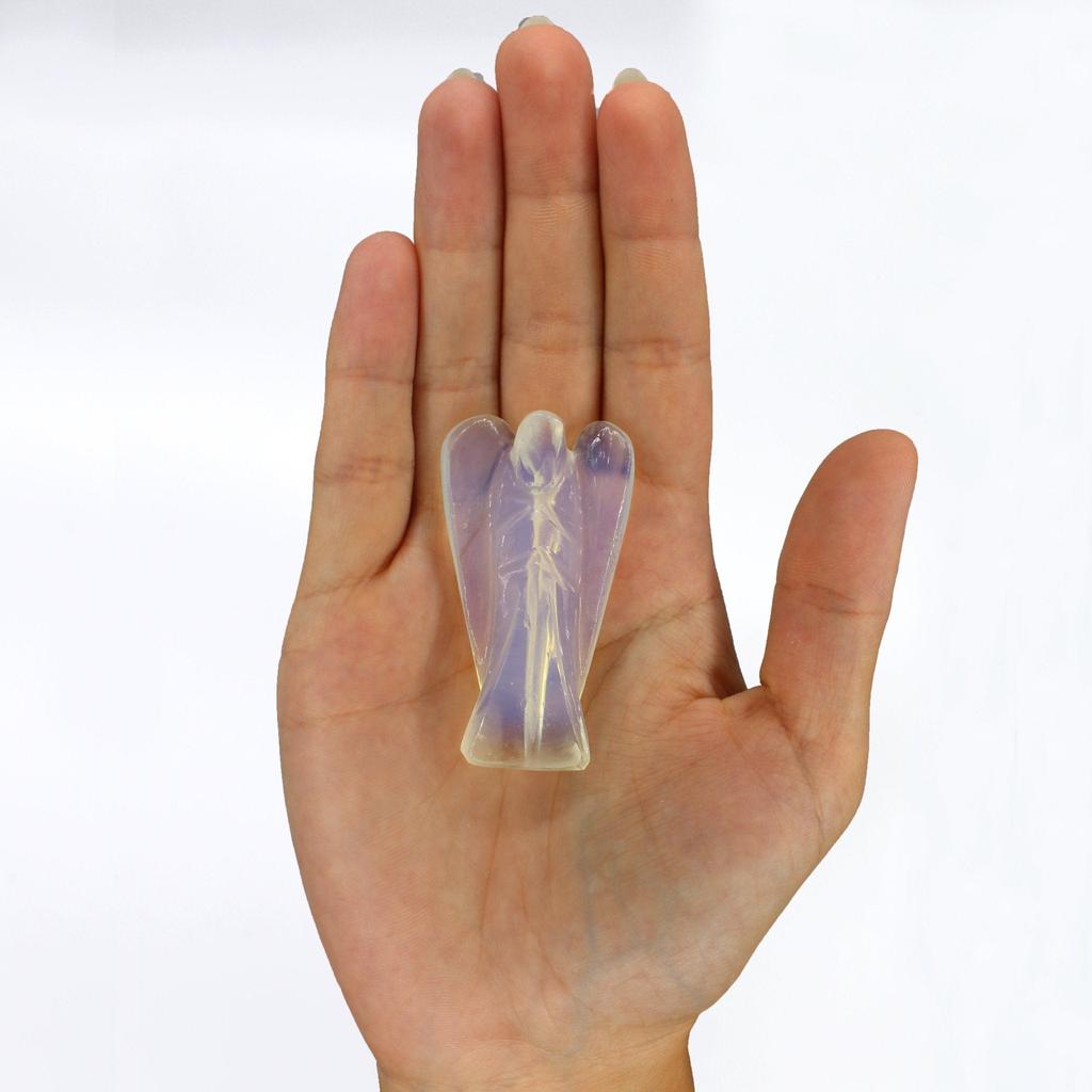 Opalite Crystal Angel Hand Carved Figurine