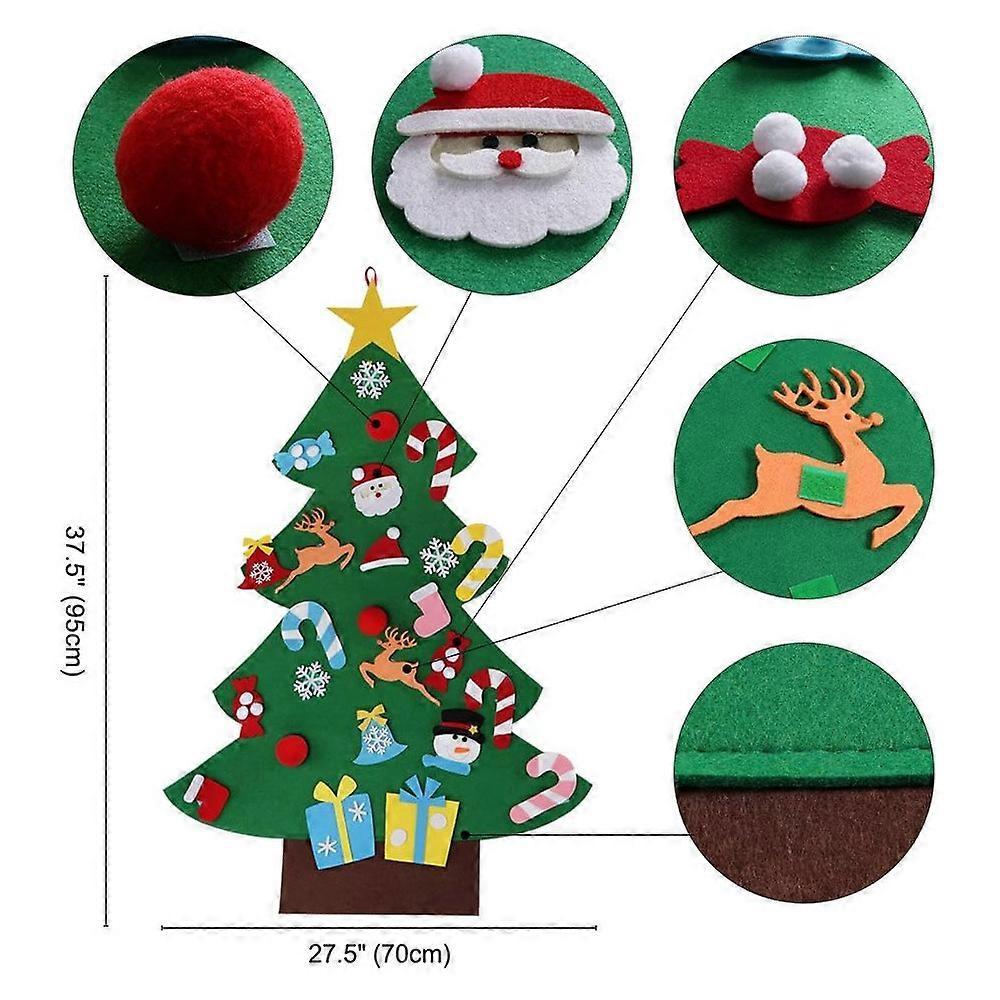 DIY-Weihnachtsbaum-Set aus Filz mit Kinderornamenten, Weihnachtsgeschenke, Tür- und Wanddekorationen für Neujahr