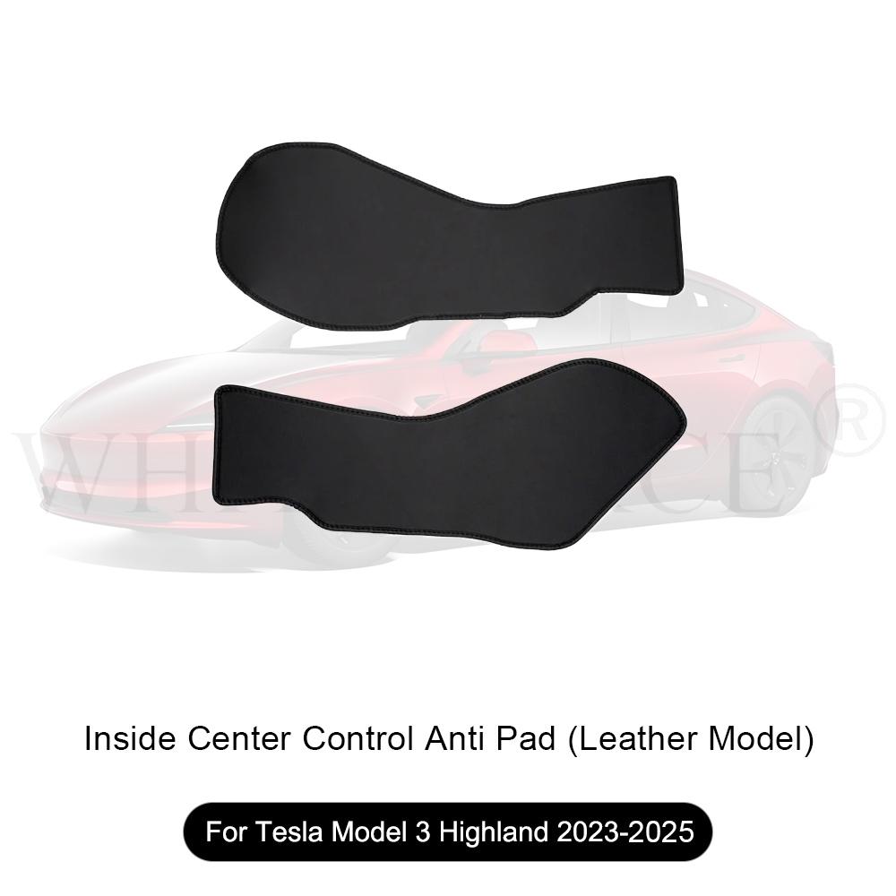 For Tesla Model 3 Highland 2024 Center Leather Kick Mat Model 3/Y 2021-2023 TPE Waterproof Mat On Both Sides of Center Control