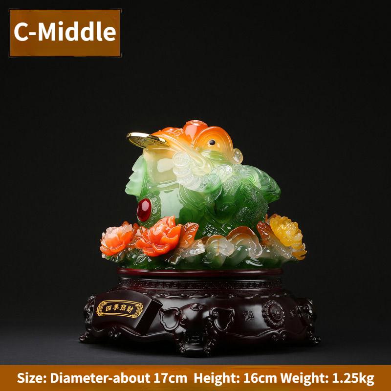 Fengshui Colorful Golden Toad Ornament Attract Wealth Rotating Three Legged Toad Glazed Jade Living Room Decoration Opening Gift