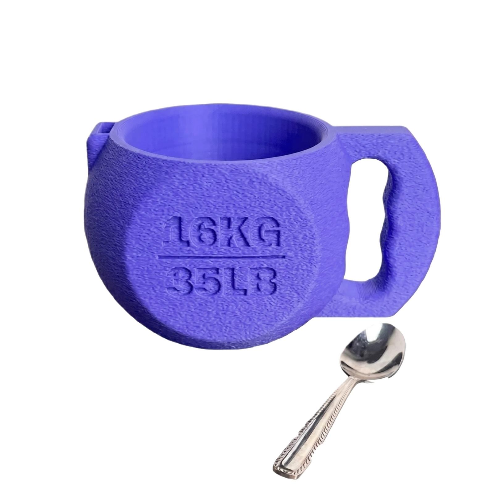 

3D Printed Kettlebell Shaped Ice Cream Cup Holder with Spoon Durable Design for Kitchen Tableware Novelty Dessert Serving Accessory One Size фіолетовий