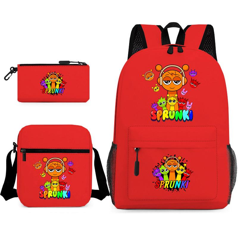 Rhythm box peripheral schoolbag sprunki cartoon starry sky backpack 3-piece set