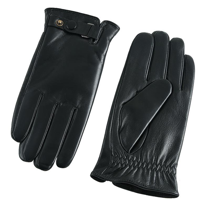 Men s Sheepskin Touchscreen Leather Gloves - Soft, Warm, Velvet-Lined for Autumn & Winter Extra Large чёрный
