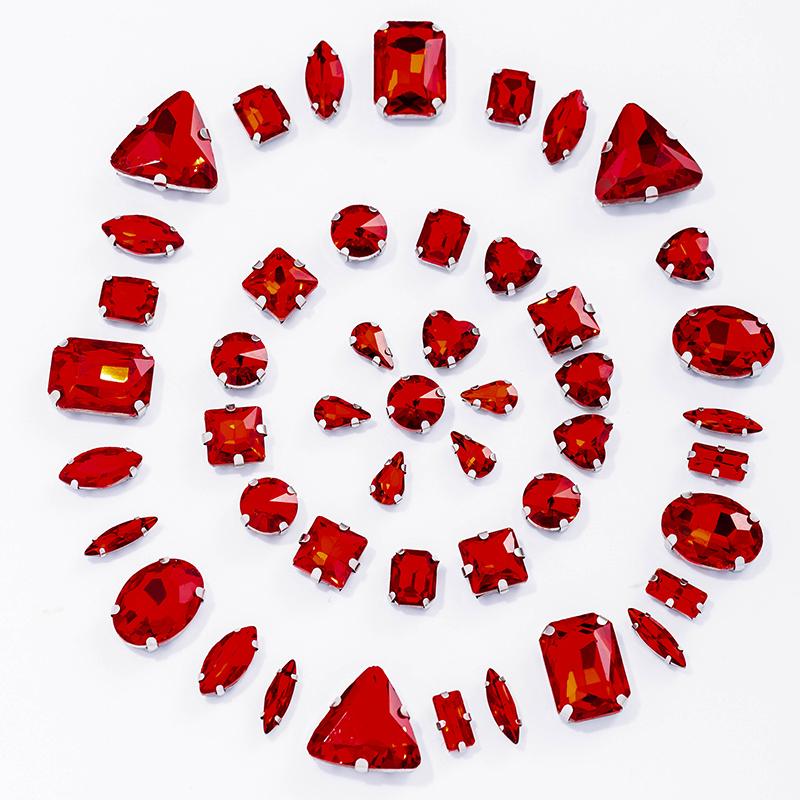 Sliver Claw Rhinestones Setting Shape Mix Clear Jelly Candy AB Glass Crystal Sew On Rhinestone Wedding Dress Shoes Bags DIY Trim