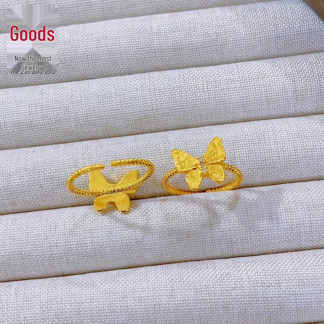 

Gold Shop Retro Chinese Style Rhinestone Butterfly Ring - Fashionable, Versatile, High-End Hand Jewelry