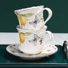 Set european de ceașcă de cafea și farfurie din ceramică cu lămâie și fluture, cu lingurițe, set britanic pentru ceaiul de după-amiază, capacitate mică 100 ml