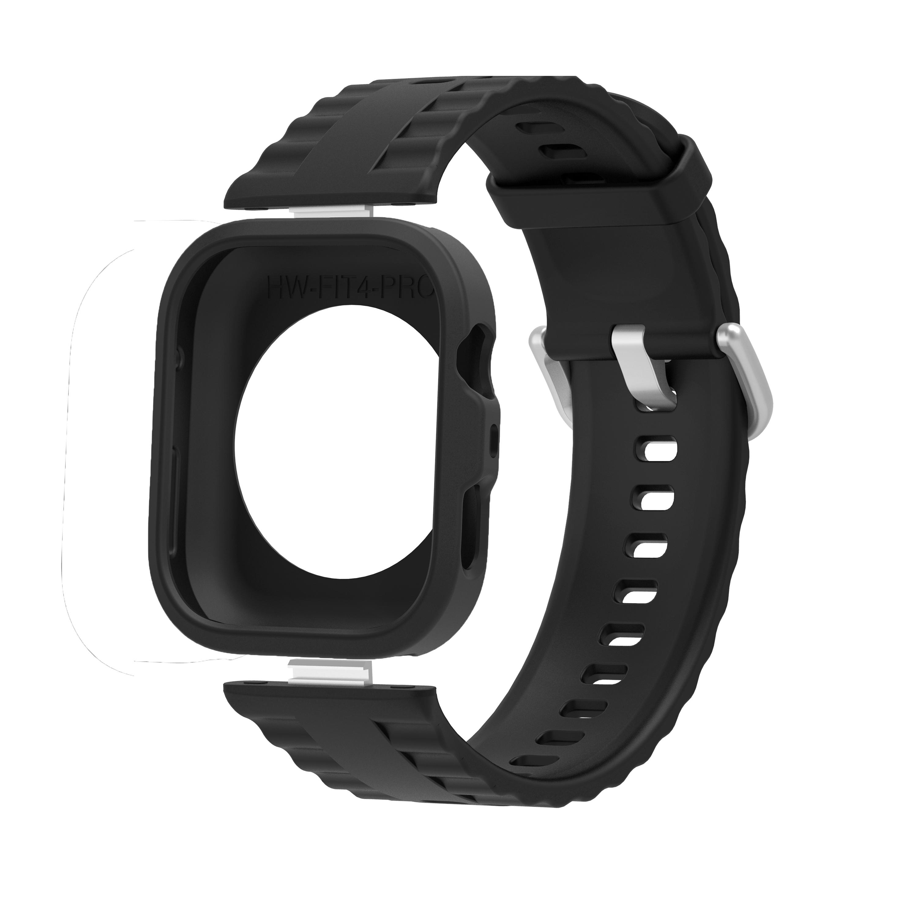 

ТПУ чехол+ Силиконовый ремешок для Huawei Watch Fit 4 /Fit4 Pro Защитная крышка Бампер Корпус Часы Ремешок Замена For Huawei FIT4 чёрный