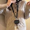 Earphone Pouch Detachable Hanging Neck Bag 2 In 1 Flap Waist Belt with Bag Solid Color Anti-splash Water Leather Coin Purse Work