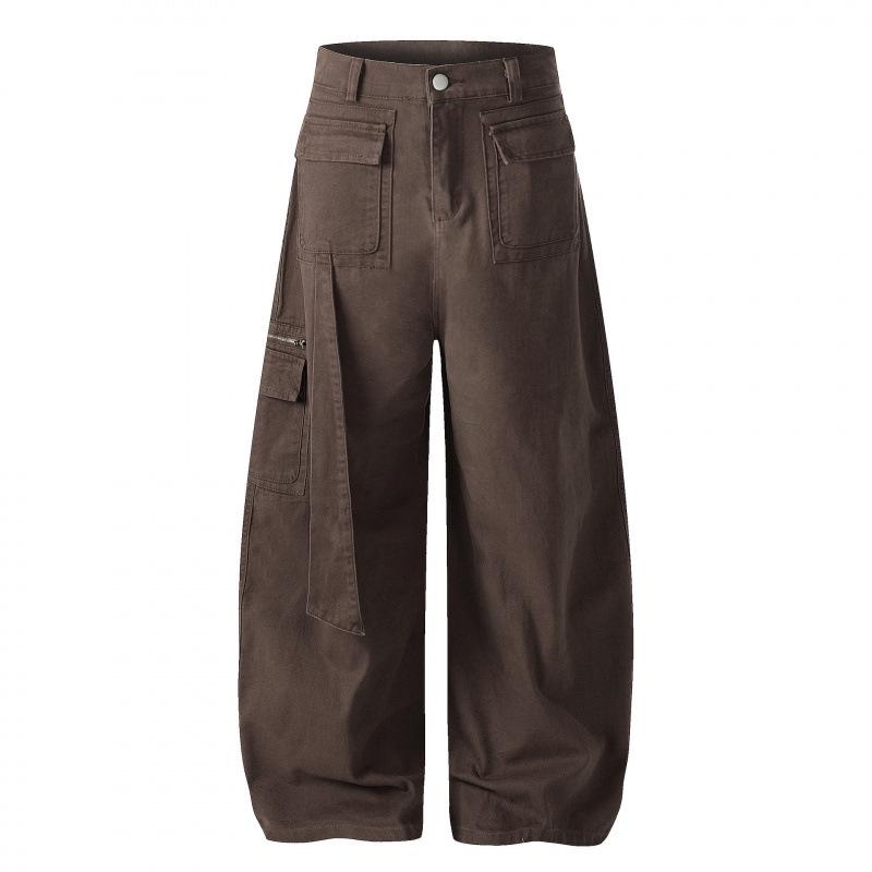 Guan Qu 26 Spring Collection: Unisex Multi-Pocket Casual Workwear Pants M кофейный