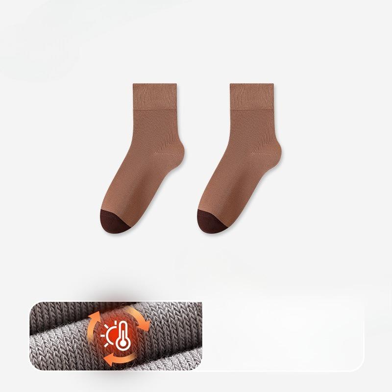 

Мужские осенне-зимние новые теплые и толстые антибактериальные дезодорирующие влагоотводящие трубчатые хлопковые носки 1 pair кофейный/красный