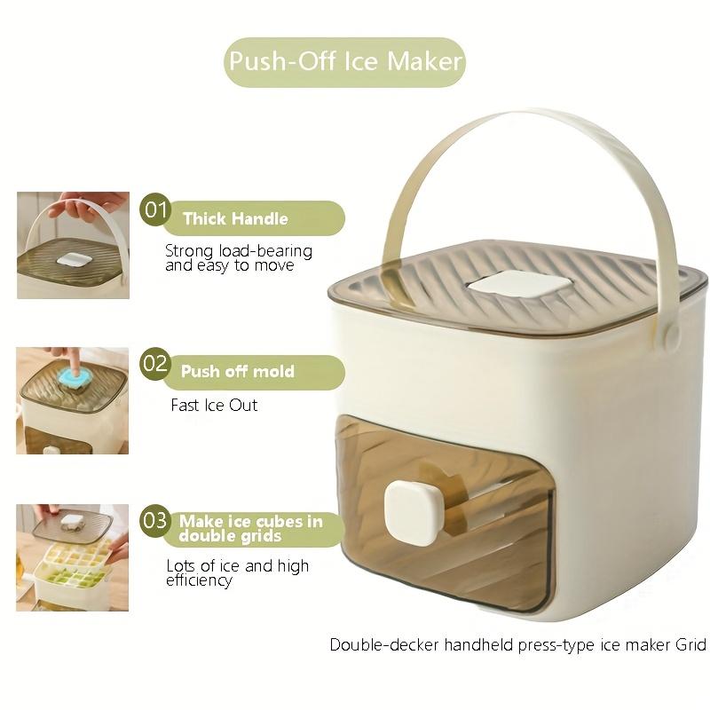 Ice Cube Tray with Lid and Scoop, Double Layer 48-Cube Mold, Easy Release Large Capacity Press Ice Tray, Essential Kitchen Gadge