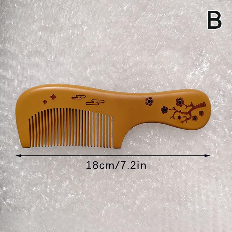 1Pcs Peach Wood Peach Wood Hair Comb Anti-Static Carve Designs Peach Wood Comb Traditional Retro Natural Solid Wood Comb