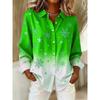 Christmas Theme Women's 3D Printed Snowflake Long Sleeve Shirts Casual Christmas Blouse for Party Button-Up Tops For Women