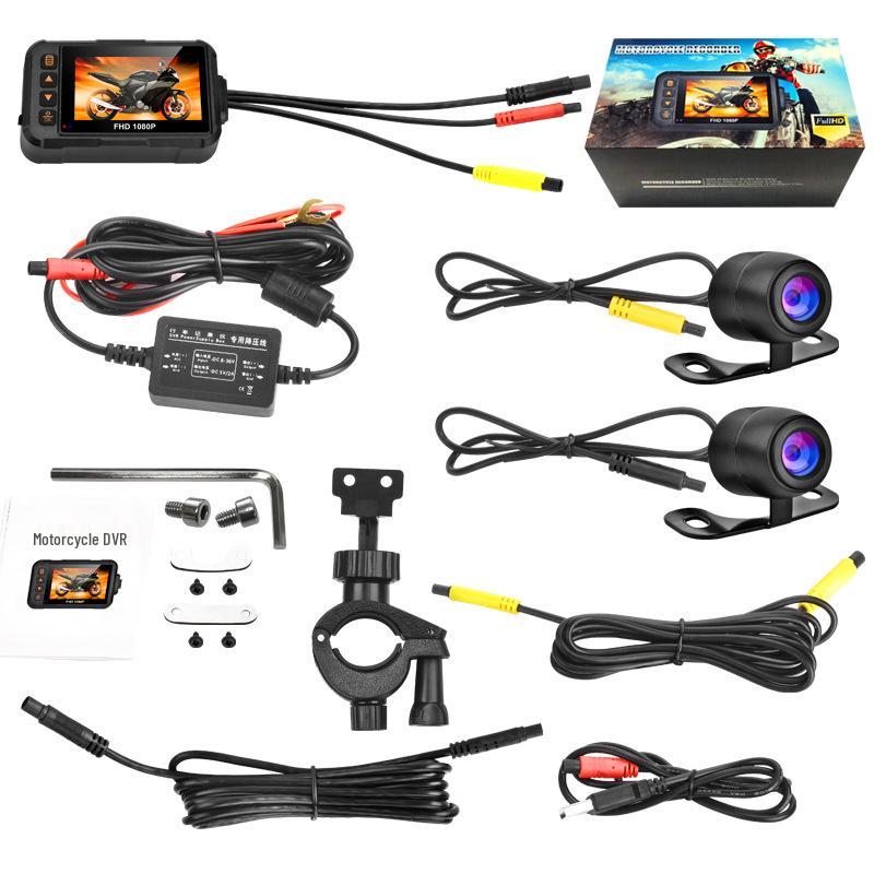 Waterproof Dual-Recording 720P HD Motorcycle Dash Cam with Front & Rear Cameras