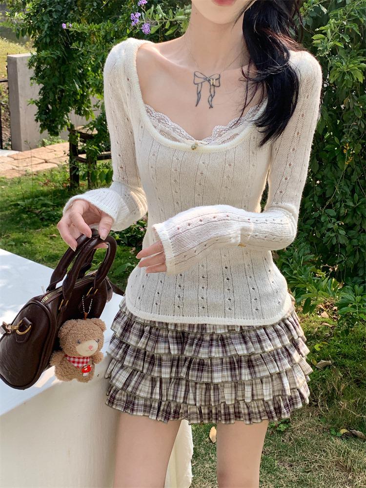 Sexy krajkové tílko v korejském stylu: 2025 Jarní Slim Fit Všestranný Top pro Ženy
