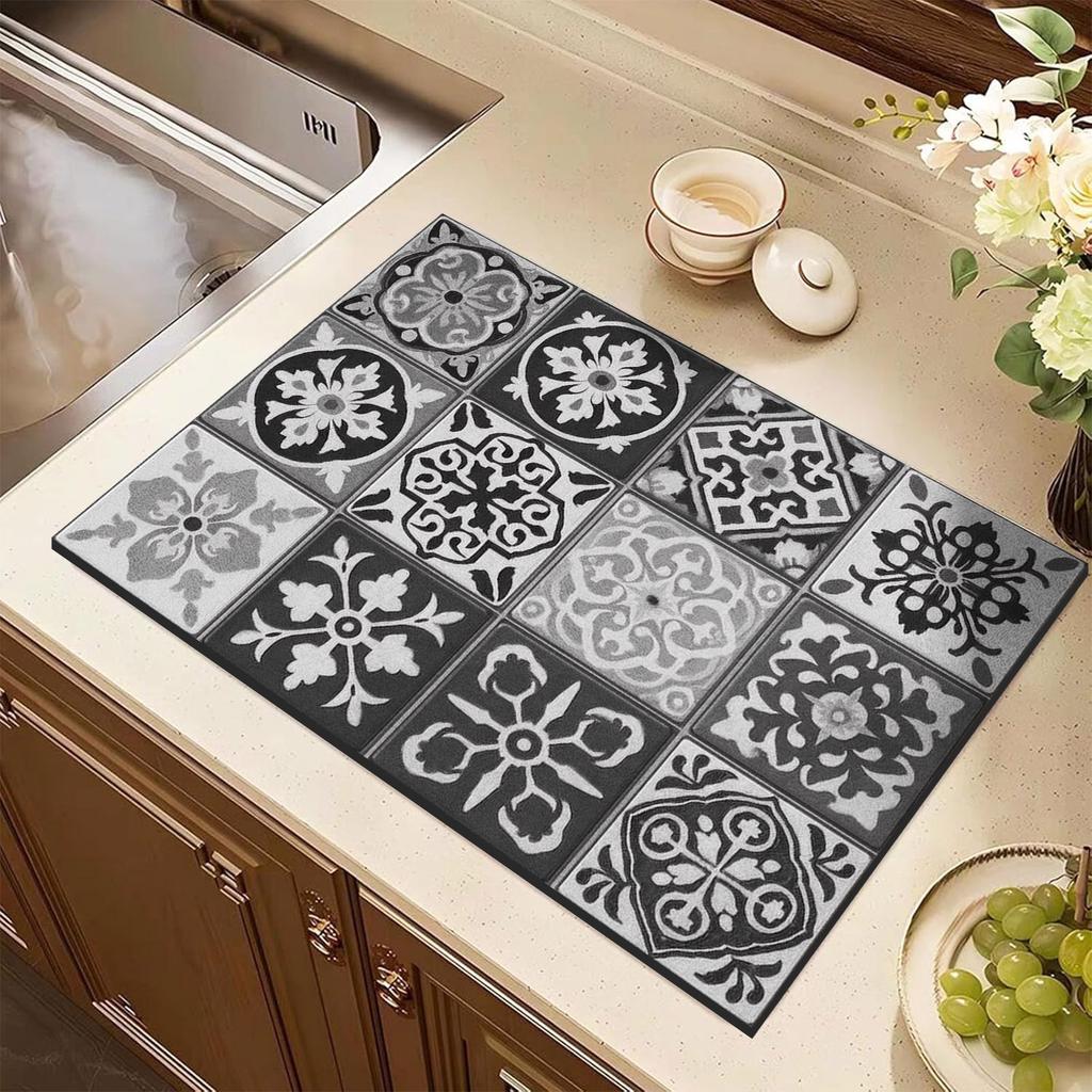Table Placemat Absorbent Kitchen Dish Drying Mats Drain Pad Tableware Non-slip Draining Rug Washable
