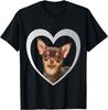 Chihuahua Dog Heart Outline Graphic Tee Men Casual Cotton Round Neck T-Shirt Trip