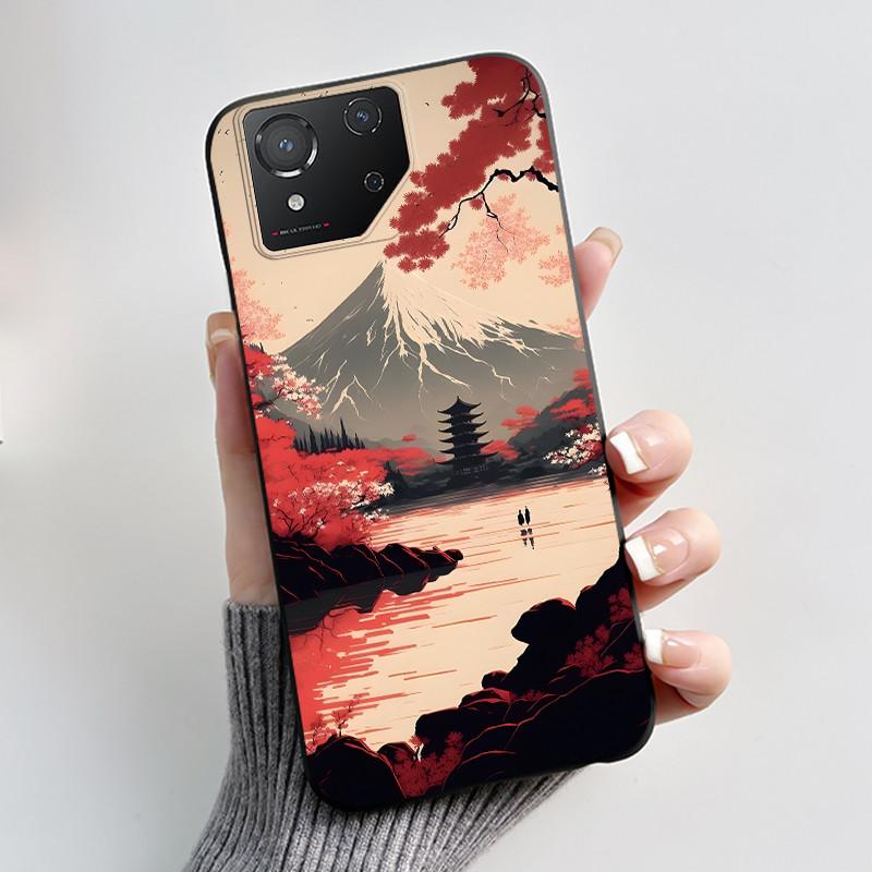 Custodia per Asus ROG Phone 8 Custodia per Telefono ROG 8 Pro Lusso Carino Coniglio Amore Divertente Nero Morbido TPU Silicone Cover Posteriore Protettiva