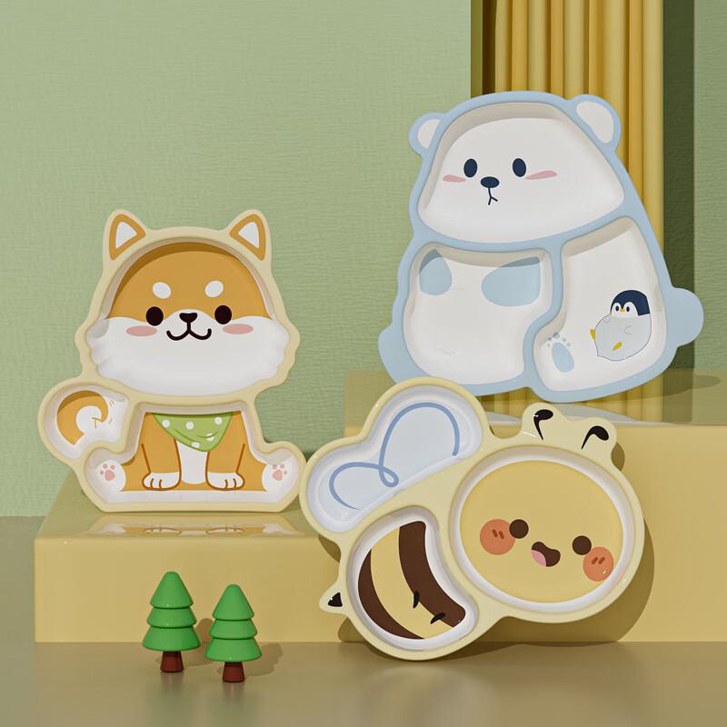 SHALL Kids Panda Divided Melamine Plate with Spoon