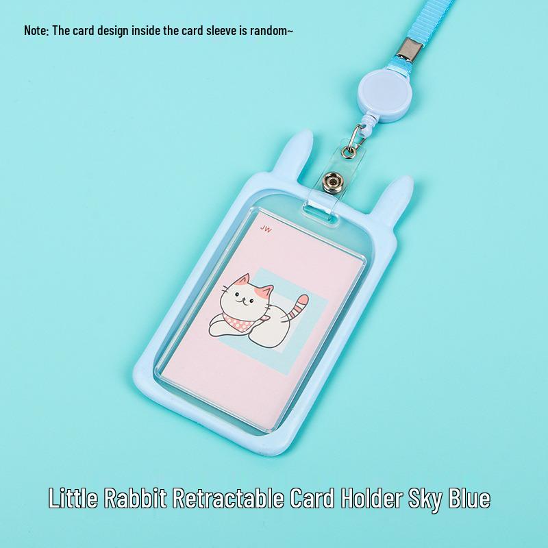 Creative Cartoon ID Card Holder with Lanyard - Cute, Transparent, and Waterproof for Students and Employees