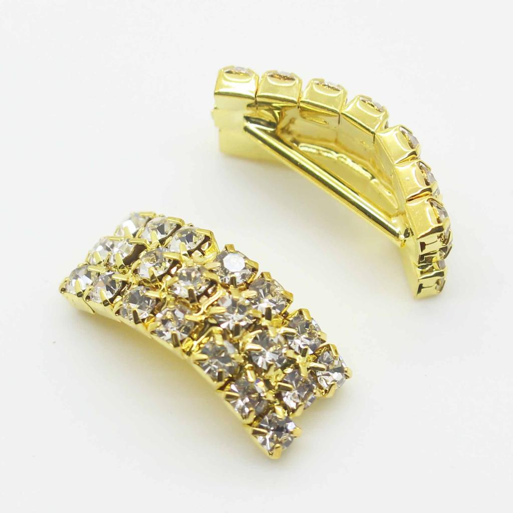 New 10Pcs/set 20mm*8mm Arched Rhinestone Buckles Diamond Buttons Plated Silver Square Invited To the Wedding Ribbon Slider