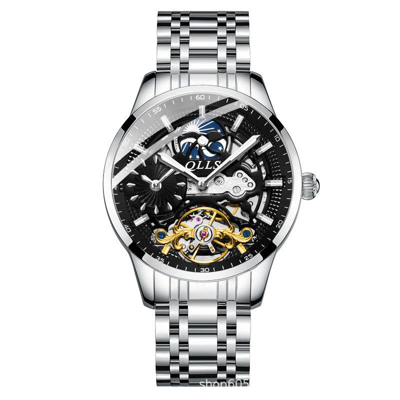 Qlls Men's Automatic Mechanical Watch - Multi-Function, Waterproof, Hot-Selling Timepiece.