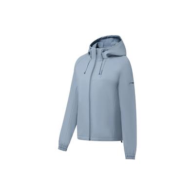 Li Ning Fitness Series Solid Color Hooded Fleece Zipper Design Windbreaker Women Outerwear Soft-Gray-Blue AFDSA14-5