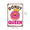 2D 1pc Donut Queen Retro Metal Tin Sign, Iron Wall Art Decor, Vintage Style Hanging Picture for Home, Kitchen, Cafe - 8x12 Inche