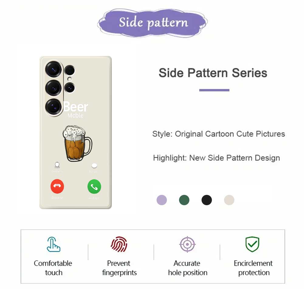 For Samsung Galaxy S25 Ultra Case Beer Pattern Printing Straight Edge TPU Phone Back Cover