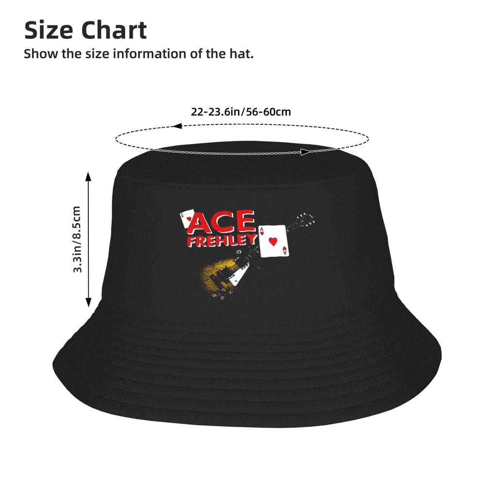 Ace Frehley Gitarre Bucket Hat Hawaii Fischerkappen Atmungsaktiv Urlaubs-Sonnenhüte Für Damen Vintage Muster Kappe