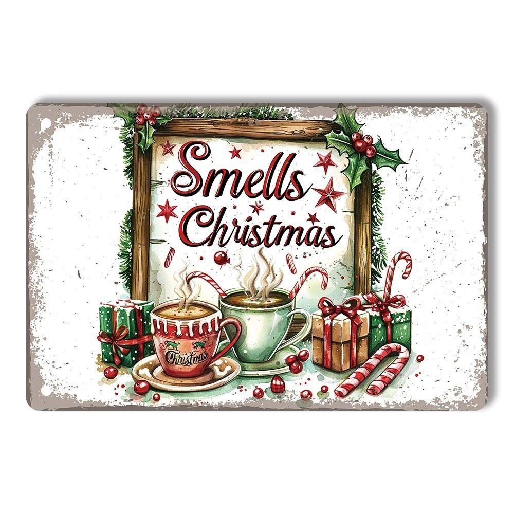 Vintage Christmas Metal Tin Sign Home Festive Wall Decor