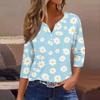Women's T Shirt Tee Print Button 3/4 Sleeve Daily Weekend Fashion Basic V- Neck Regular Top