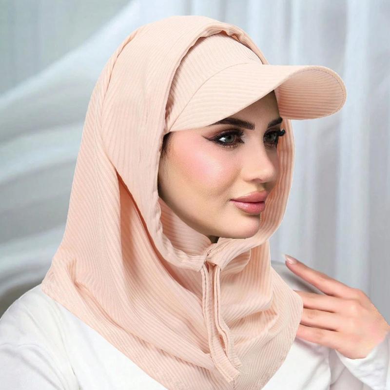 Women's Outdoor Turban With Cap Brim,Arab Solid Color Classic Casual Versatile Baseball Hijab Hat,Suitable For Summer And Autumn
