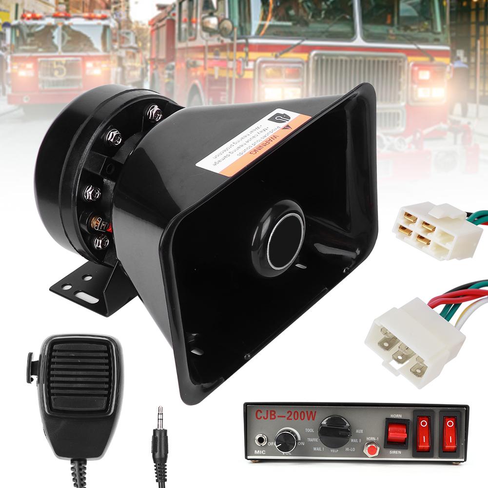 Loud Car Warning Alarm Fire Horn Kits 9 Sounds W  Megaphone Loud Speaker 130dB 200W