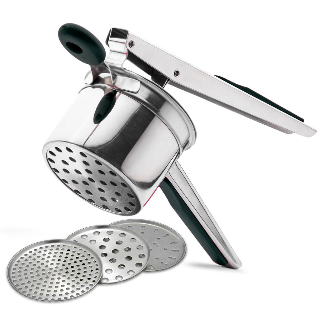 Kartoffelpresse 15 oz mit 3 austauschbaren Scheiben Manuelle Kartoffelstampfer Edelstahl Küchenwerkzeug | Spätzlepresse